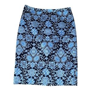 Pure collection women’s floral print Blue Skirt Pencil Style‎ Size 6